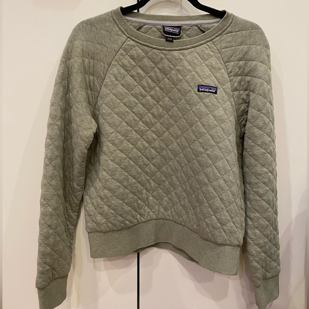 Patagonia Womens Organic Cotton Quilt Crew Sweatshirt Pullover Green Small